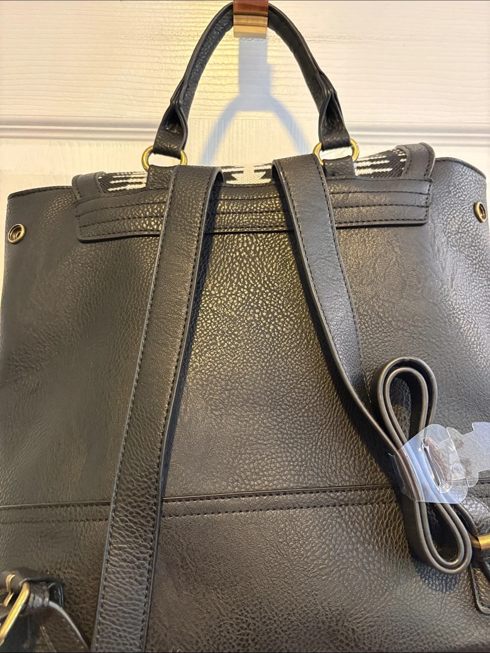 BNWT REIN & BRIDLE Black & White Aztec Backpack